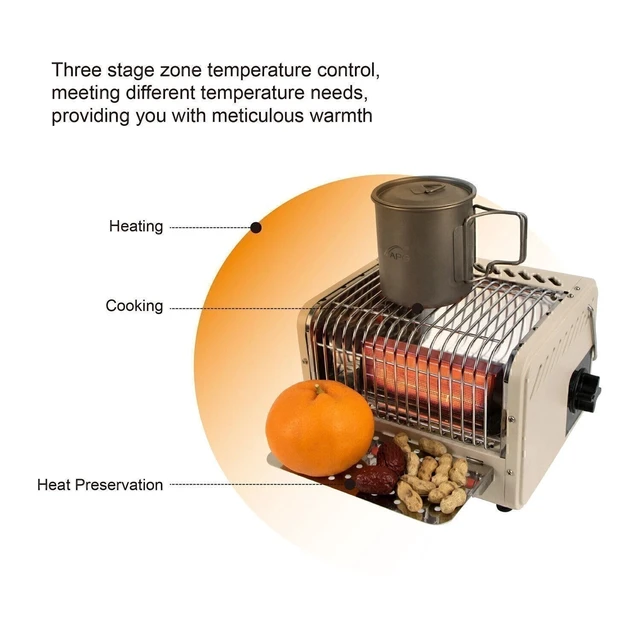 Alt view image 5 of 5 - Portable Butane Gas Heater Heating Stove Burner for Outdoor Camping Tent Hiking