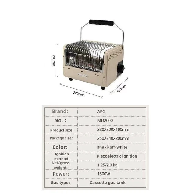 Alt view image 4 of 5 - Portable Butane Gas Heater Heating Stove Burner for Outdoor Camping Tent Hiking