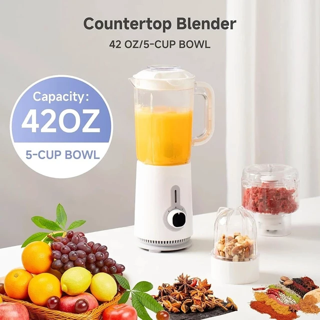 Alt view image 4 of 7 - 8-Piece 3 in 1 Blender Food Processor Set 380W 42oz Smoothie Maker Meat Chopper