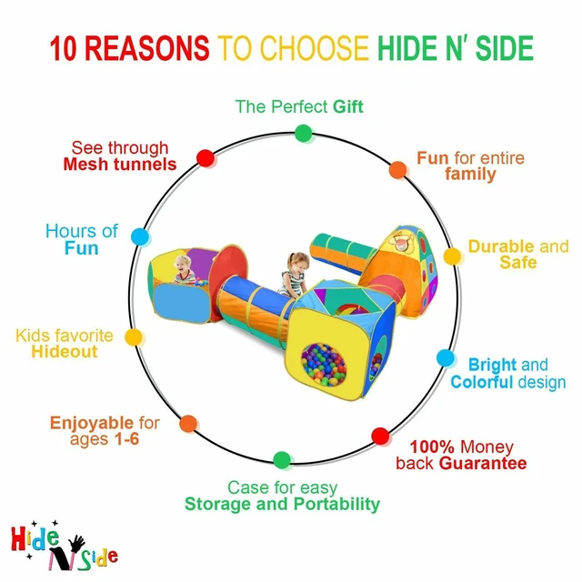 Alt view image 4 of 5 - Gift for Toddler Boys & Girls, Ball Pit Play Tent & Tunnels for Kids