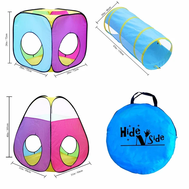 Alt view image 3 of 3 - Kids 3pc Play Tent and Tunnel Child Pop up Crawl Playhouse Toy