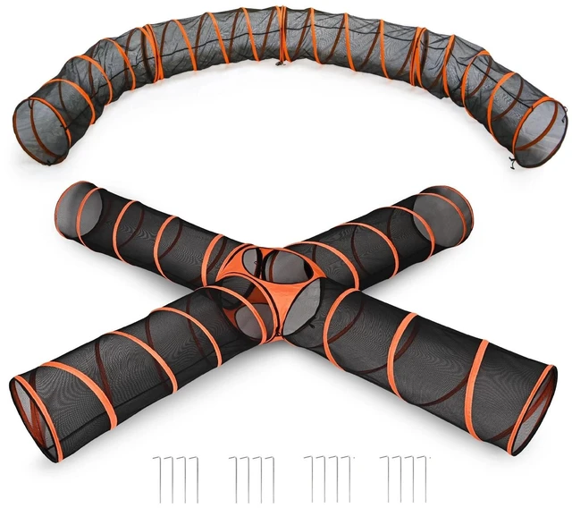Main image of NEWEST Dog Agility Tunnels Set - 4-way PLUS! Orange/Black