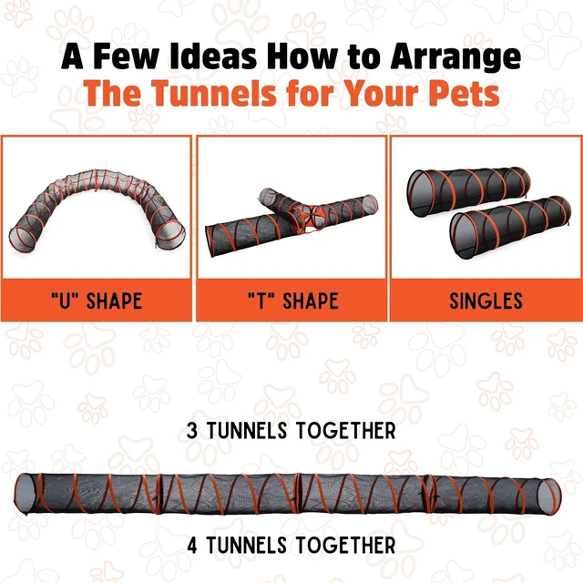 Alt view image 6 of 7 - NEWEST Dog Agility Tunnels Set - 4-way PLUS! Orange/Black