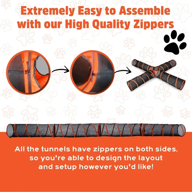 Alt view image 4 of 7 - NEWEST Dog Agility Tunnels Set - 4-way PLUS! Orange/Black