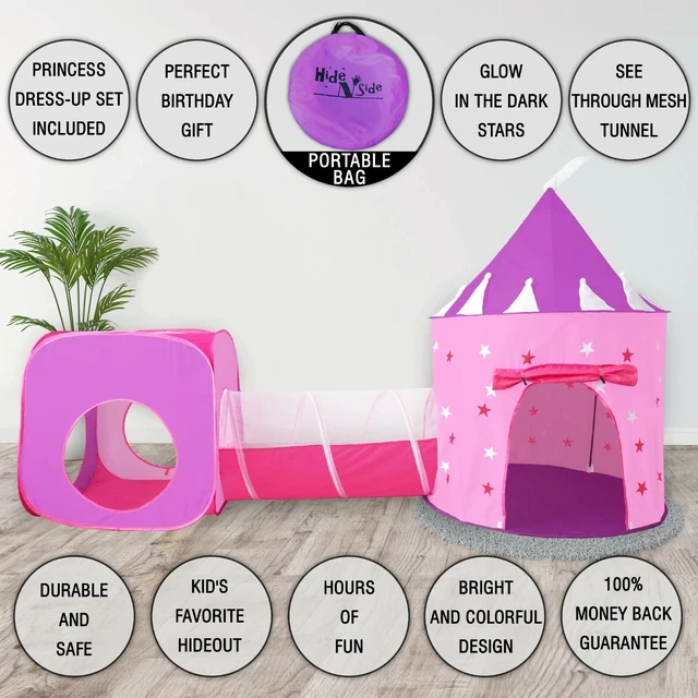 Alt view image 2 of 7 - Girls Princess Castle Tent & tunnel! BONUS Tutu,Wand,Crown,Ring