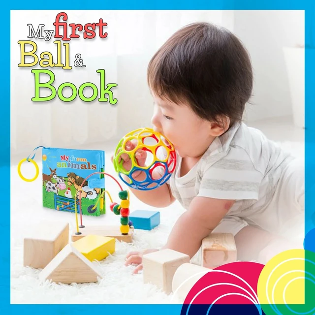 Alt view image 3 of 7 - Baby First Toy Set, Cloth Crinkle Baby Book, Baby Ball Soft Teething Toy