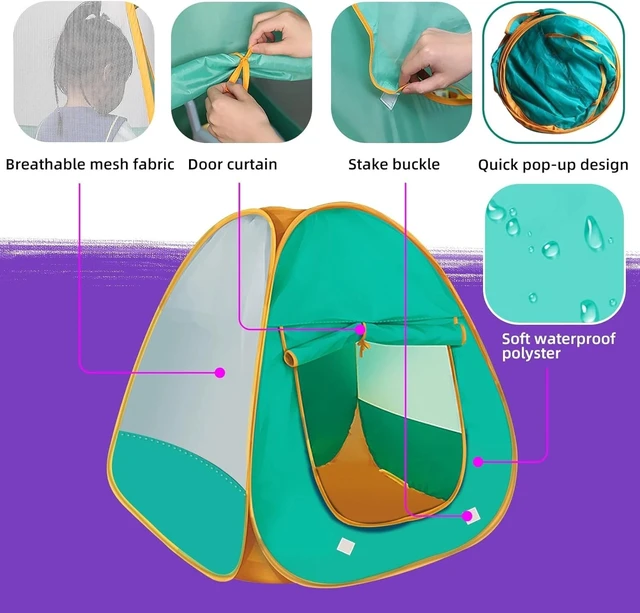 Alt view image 5 of 5 - Kids Pop up Play Tent,Playhouse Tent for Boys Girls Babies and Toddlers