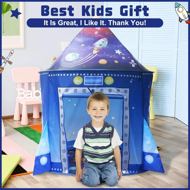 Alt view image 5 of 6 - Rocket Ship Space Pop Up Play Tent for Kids-Astronaut Pretend Playhouse Gift