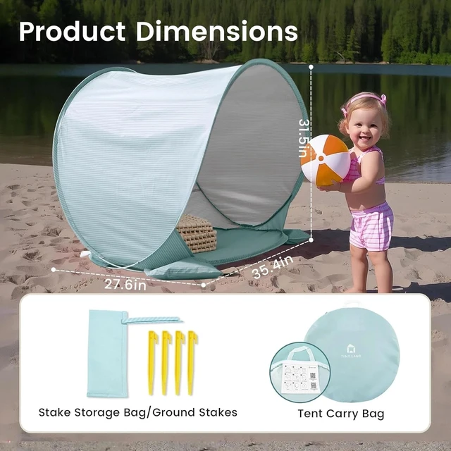 Alt view image 5 of 6 - Baby Beach Tent Pop Up Baby Tent with UV Protection, Portable Baby Beach