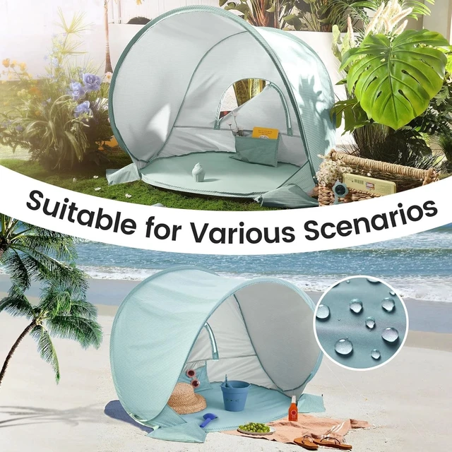 Alt view image 3 of 6 - Baby Beach Tent Pop Up Baby Tent with UV Protection, Portable Baby Beach