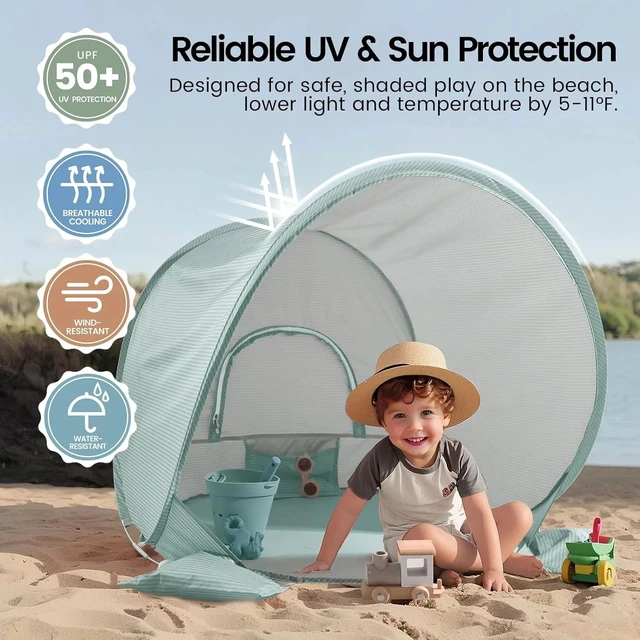 Alt view image 2 of 6 - Baby Beach Tent Pop Up Baby Tent with UV Protection, Portable Baby Beach