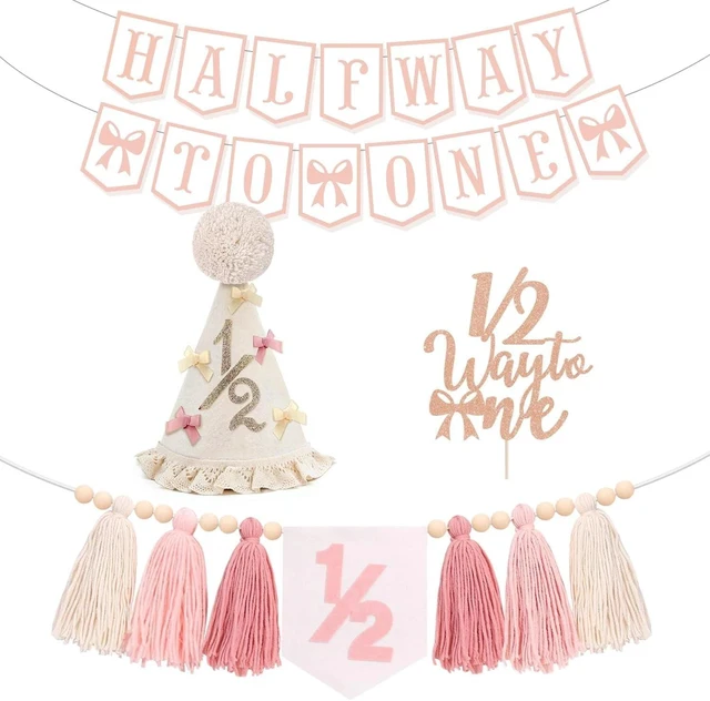 Main image of Half Birthday Decorations for Baby Girl, Bow 6 Party Supplies