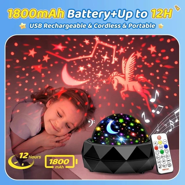 Alt view image 6 of 7 - Night Light Projector for Kids Room - 15 Colors, 15 White Noise, 3 Films