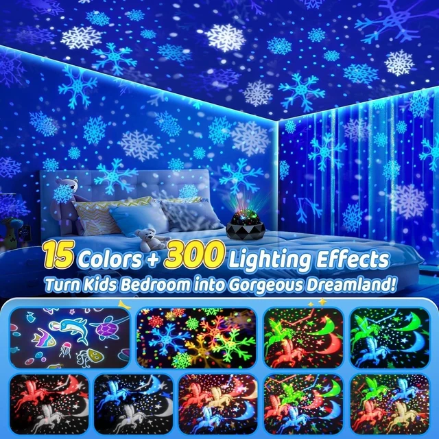 Alt view image 4 of 7 - Night Light Projector for Kids Room - 15 Colors, 15 White Noise, 3 Films
