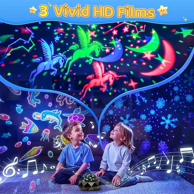 Alt view image 7 of 7 - Night Light Projector for Kids Room - 15 Colors, 15 White Noise, 3 Films