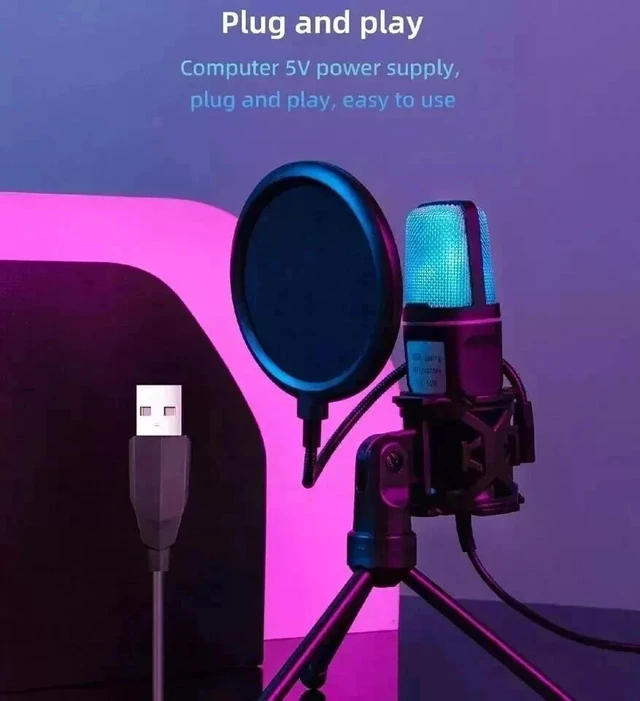 Alt view image 4 of 6 - USB Condenser Microphone for PC, Laptop RGB Gaming Mic for Streaming, Podcast