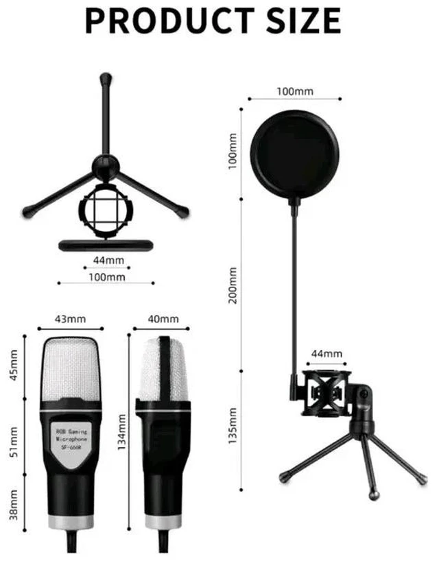 Alt view image 5 of 6 - USB Condenser Microphone for PC, Laptop RGB Gaming Mic for Streaming, Podcast