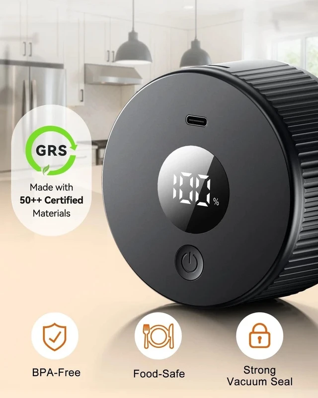 Alt view image 2 of 7 - Electric Mason Jar Vacuum Sealer 3in1 Rechargeable for Wide Regular Mouth Jars