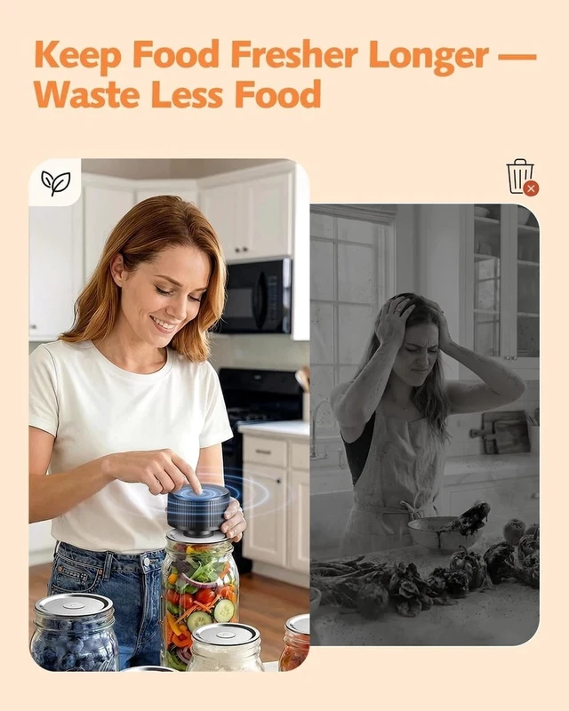 Alt view image 7 of 7 - Electric Mason Jar Vacuum Sealer 3in1 Rechargeable for Wide Regular Mouth Jars
