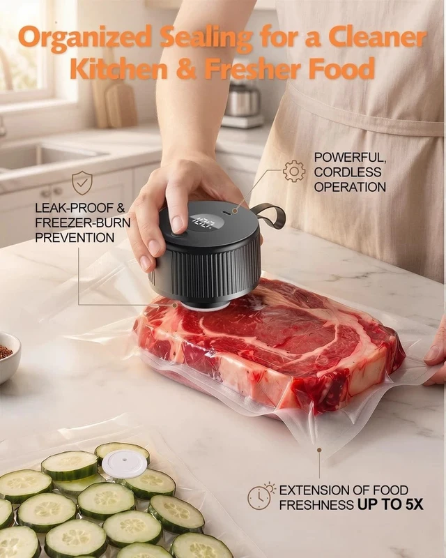 Alt view image 4 of 7 - Electric Mason Jar Vacuum Sealer 3in1 Rechargeable for Wide Regular Mouth Jars