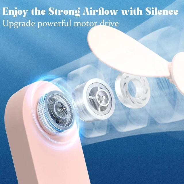 Alt view image 2 of 7 - Portable Handheld Fan, 2 IN 1 Mini Hand Fan 2-Speed Rechargeable Foldable Fans