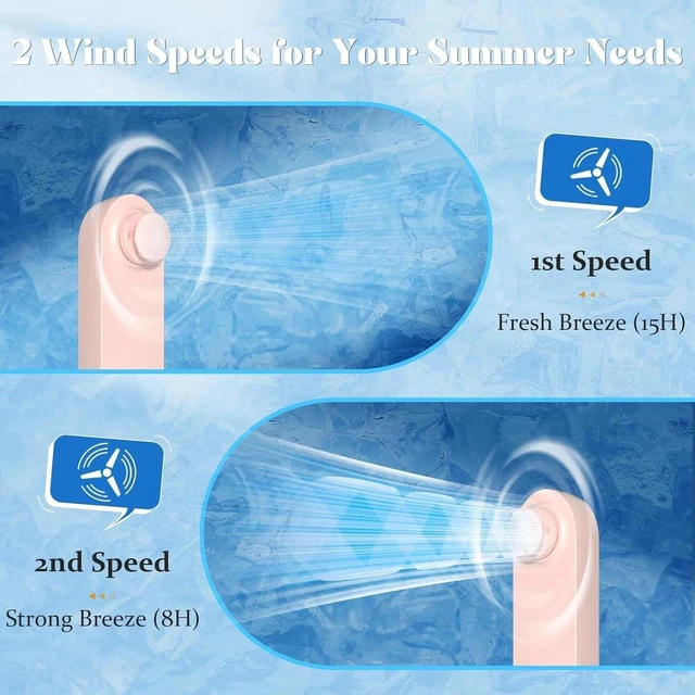 Alt view image 5 of 7 - Portable Handheld Fan, 2 IN 1 Mini Hand Fan 2-Speed Rechargeable Foldable Fans