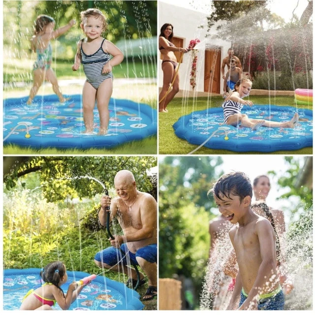 Alt view image 6 of 7 - 60 Water Splash Sprinkler Pad Mat Inflatable Kids Summer Play Spray Pool New