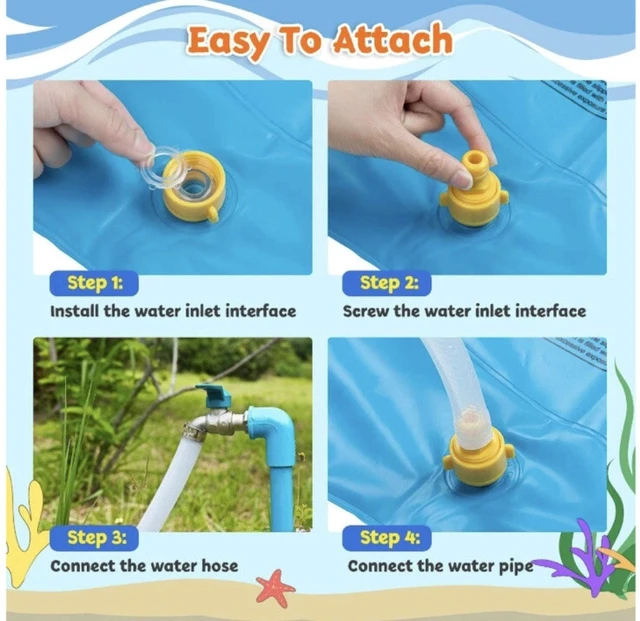 Alt view image 5 of 7 - 60 Water Splash Sprinkler Pad Mat Inflatable Kids Summer Play Spray Pool New