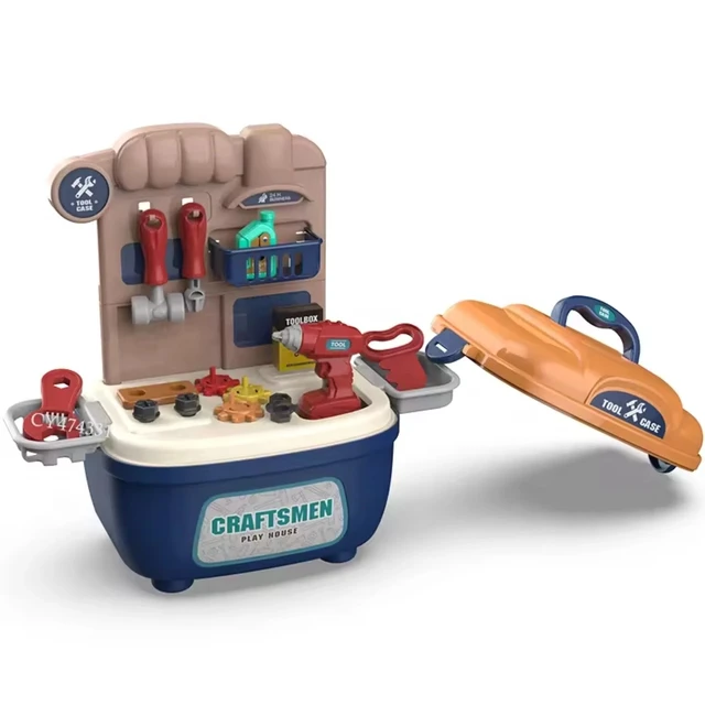 Main image of kids pretend play tools box,construction toys for kids,portable storage-kid toys
