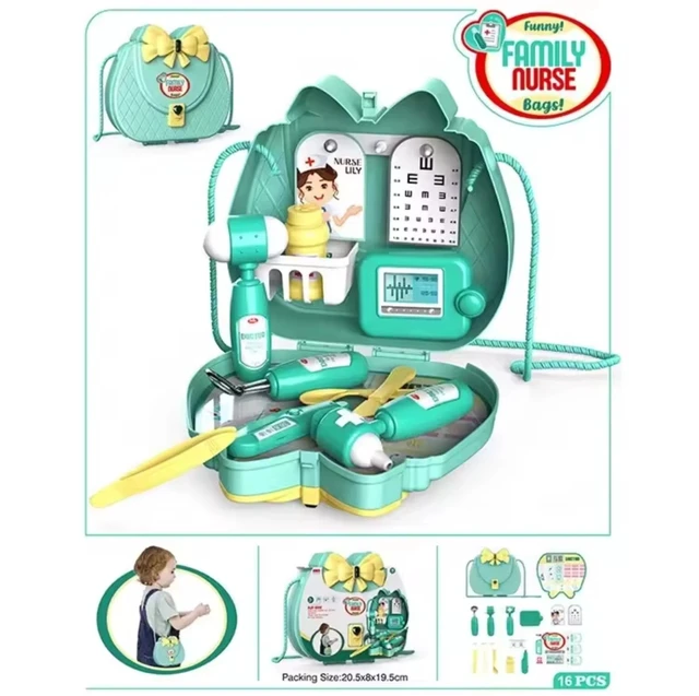 Alt view image 2 of 3 - kids pretend play nurse doctor toys with sling bag storage, Kid medical kit toys