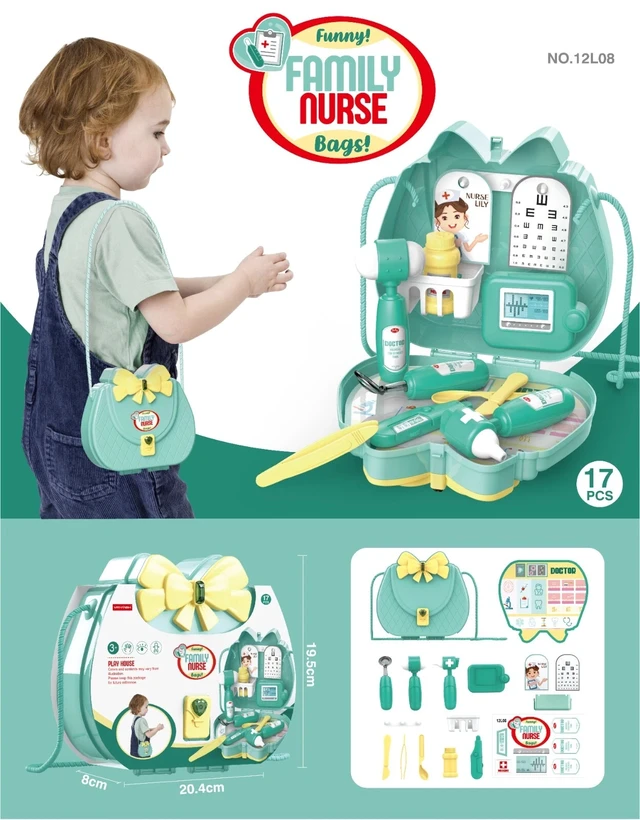 Alt view image 3 of 3 - kids pretend play nurse doctor toys with sling bag storage, Kid medical kit toys