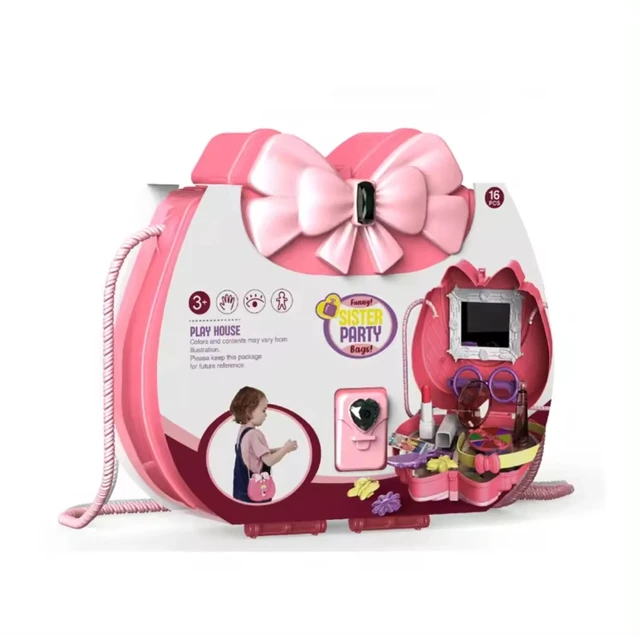 Main image of Kids Pretend play makeup toys with portable sling bag storage, kid makeup toys