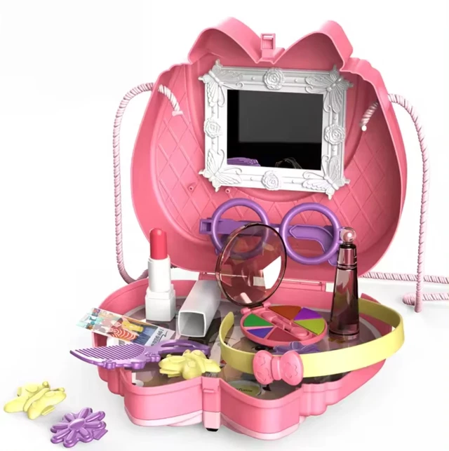 Alt view image 4 of 4 - Kids Pretend play makeup toys with portable sling bag storage, kid makeup toys