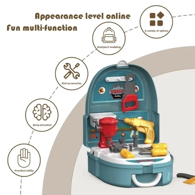 Alt view image 4 of 6 - kids pretend playconstruction tools box toys / portable backpack storage,kid toy