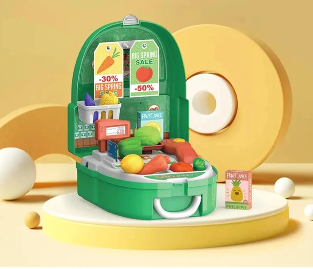 Alt view image 3 of 6 - kids Pretend play cash register toys, cashier storekeeper toys/portable backpack