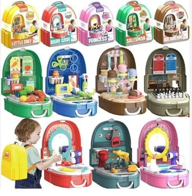 Alt view image 6 of 6 - kids Pretend play cash register toys, cashier storekeeper toys/portable backpack