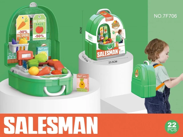 Alt view image 5 of 6 - kids Pretend play cash register toys, cashier storekeeper toys/portable backpack