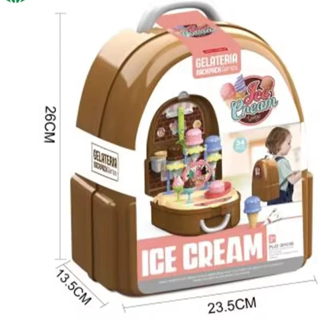 Alt view image 3 of 5 - Pretend play Ice Cream kids toys with portable Backpack storage for boys girls