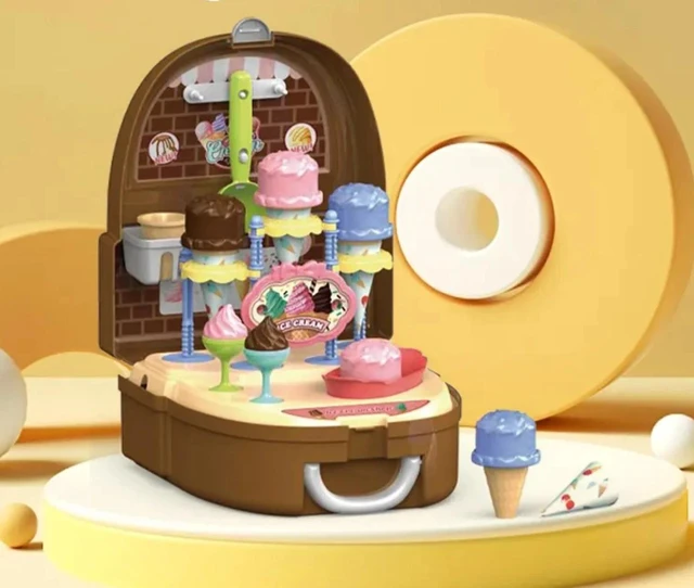 Alt view image 2 of 5 - Pretend play Ice Cream kids toys with portable Backpack storage for boys girls