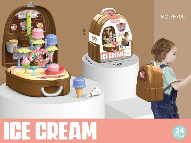Alt view image 4 of 5 - Pretend play Ice Cream kids toys with portable Backpack storage for boys girls