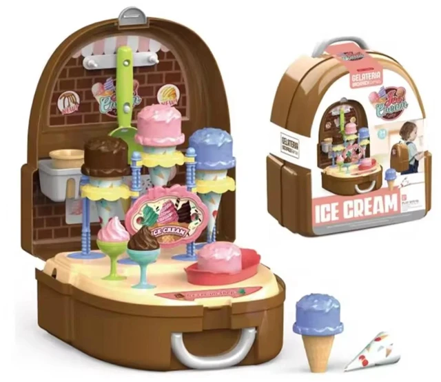 Main image of Pretend play Ice Cream kids toys with portable Backpack storage for boys girls