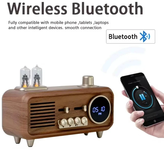 Alt view image 2 of 7 - Retro Bluetooth Speaker with FM Radio & clock-vintage Portable Bluetooth speaker