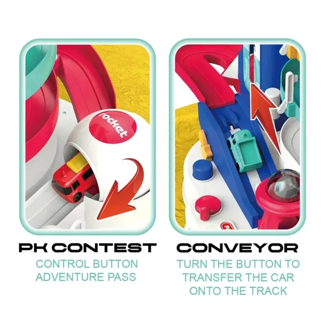 Alt view image 6 of 6 - Kids Track car Toys,Adventure Tower Parking lot Tracks Toy electric parking ramp