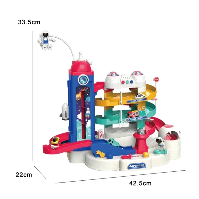 Alt view image 4 of 6 - Kids Track car Toys,Adventure Tower Parking lot Tracks Toy electric parking ramp