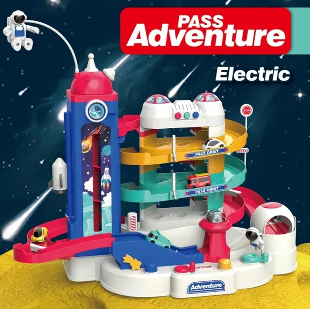 Alt view image 2 of 6 - Kids Track car Toys,Adventure Tower Parking lot Tracks Toy electric parking ramp