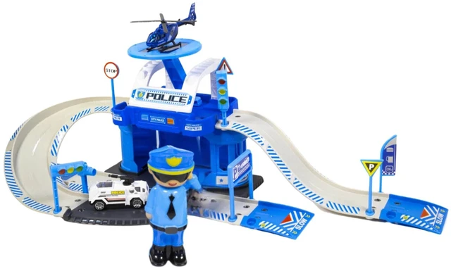 Main image of 41Pcs Police Station Toy Cars Playset - Blue for Boys, Ages 3+