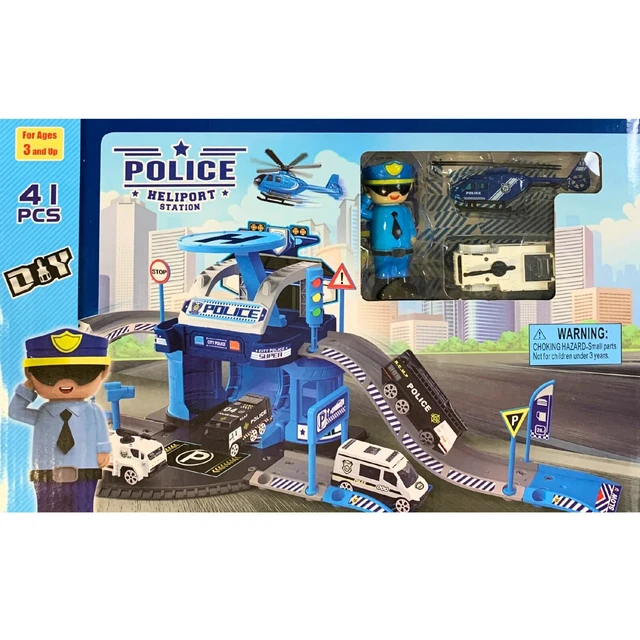 Alt view image 3 of 6 - 41Pcs Police Station Toy Cars Playset - Blue for Boys, Ages 3+
