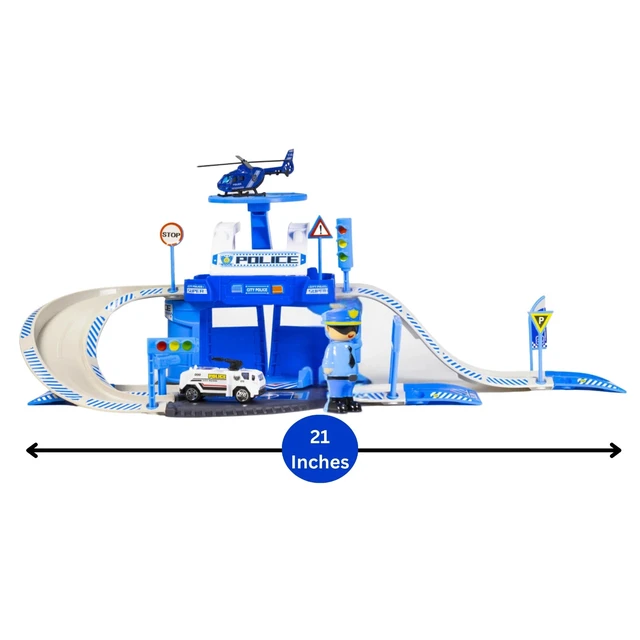 Alt view image 2 of 6 - 41Pcs Police Station Toy Cars Playset - Blue for Boys, Ages 3+