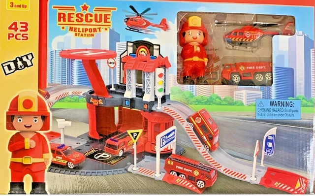 Alt view image 4 of 7 - 43pc Fire Station Rescue Toy Cars Playset, Red, for Girls, Ages 3+