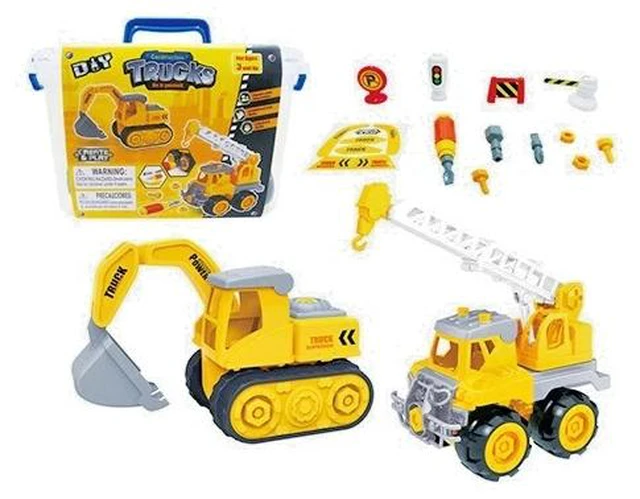 Main image of Construction Truck w/ Road Signs STEM Education DIY Engineering Kids Toy Set